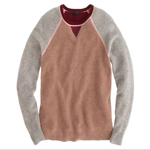 J. Crew Cashmere Colorblock Waffle Knit Sweater